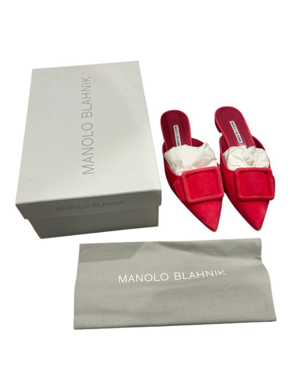 Manolo Blahnik Maysale Suede Mules